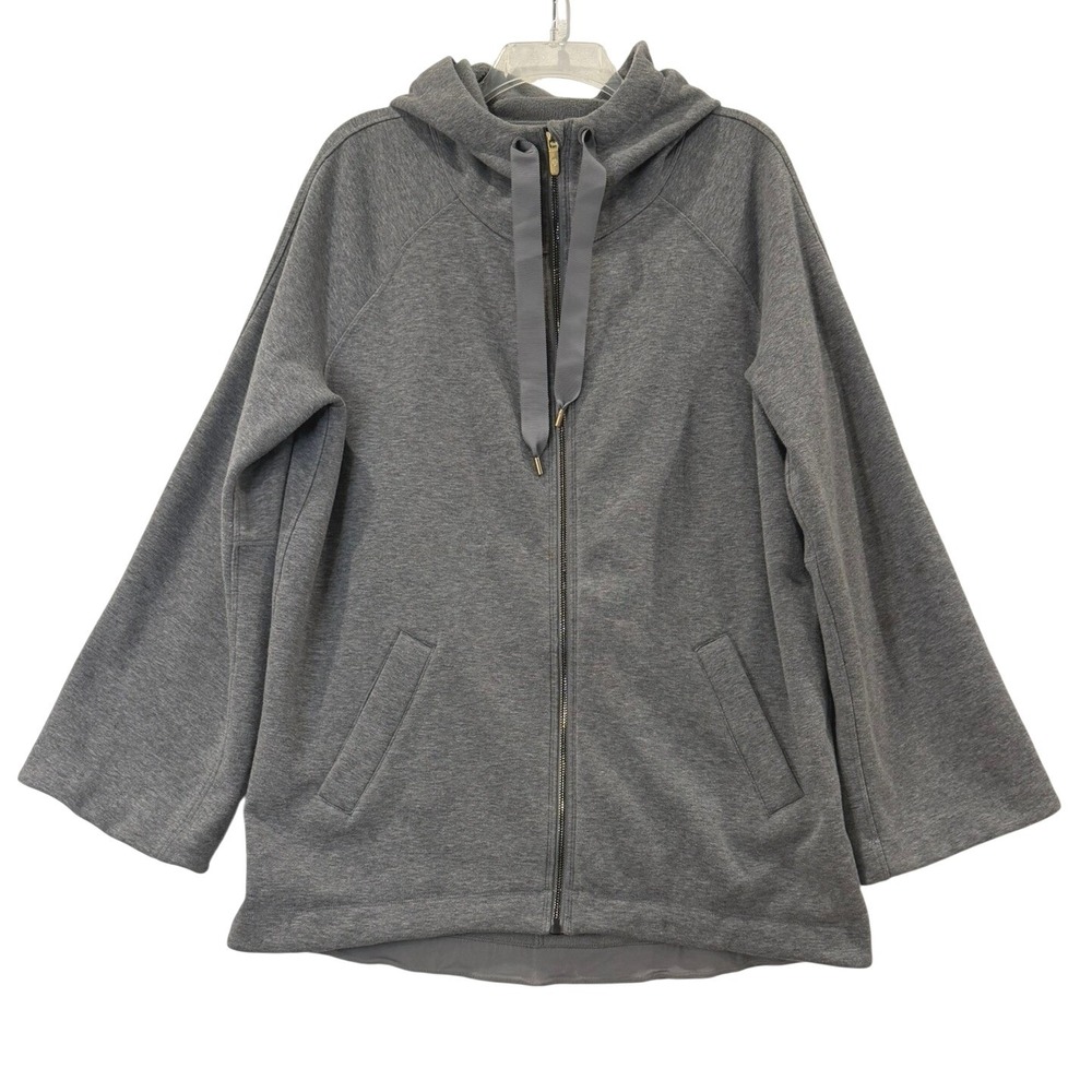 Lululemon Principal Dancer Hoodie Grey Fleece Wide Sleeve Gold Hardware Size 10